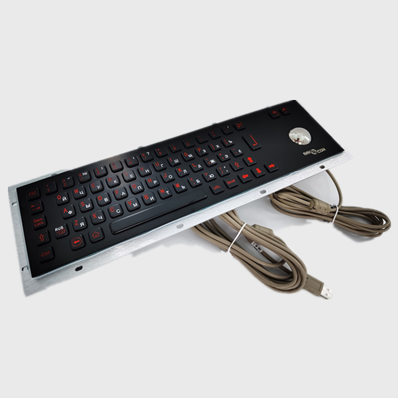 Клавиатура нержавеющей стали цвета IP65 IK07 черноты USB с трекболом